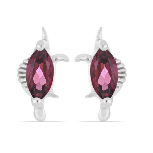 BUY NATURAL RHODOLITE GEMSTONE TORTOISE EARRINGS IN 925 SILVER 